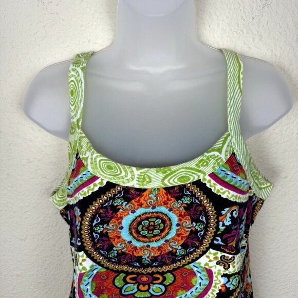 Soft Surroundings Large Y2K Sweater Knit Tank Top Multicolor Artsy Pattern Crop - Picture 3 of 8
